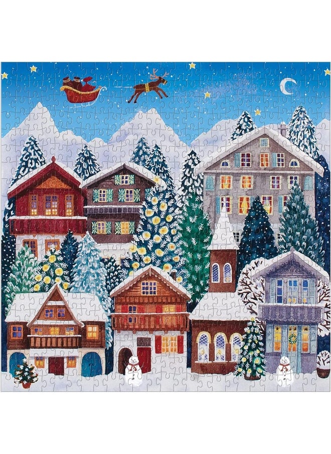 Galison Galison Yuletide Village 500 Piece Puzzle from Galison - Featuring Colorful and Charming Illustrations of a Festive Winter Village, 20" x 20", Makes a Wonderful  - Image 3
