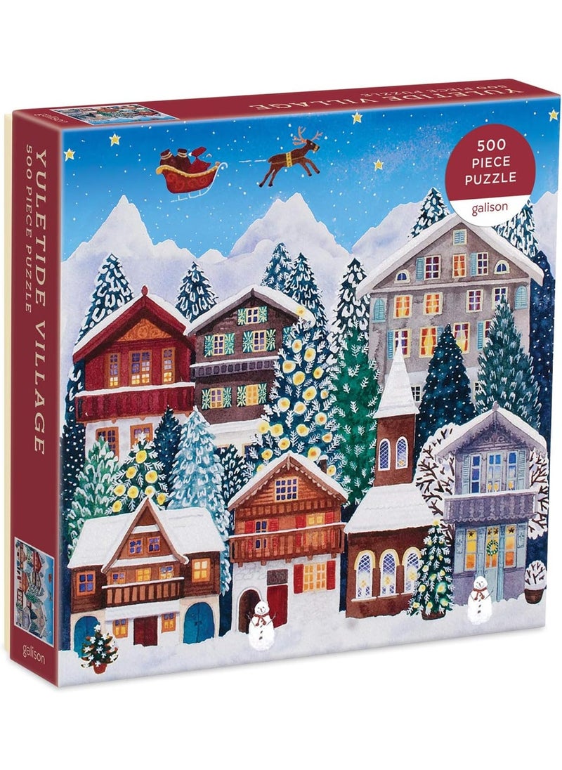 Galison Galison Yuletide Village 500 Piece Puzzle from Galison - Featuring Colorful and Charming Illustrations of a Festive Winter Village, 20" x 20", Makes a Wonderful  - Image 2