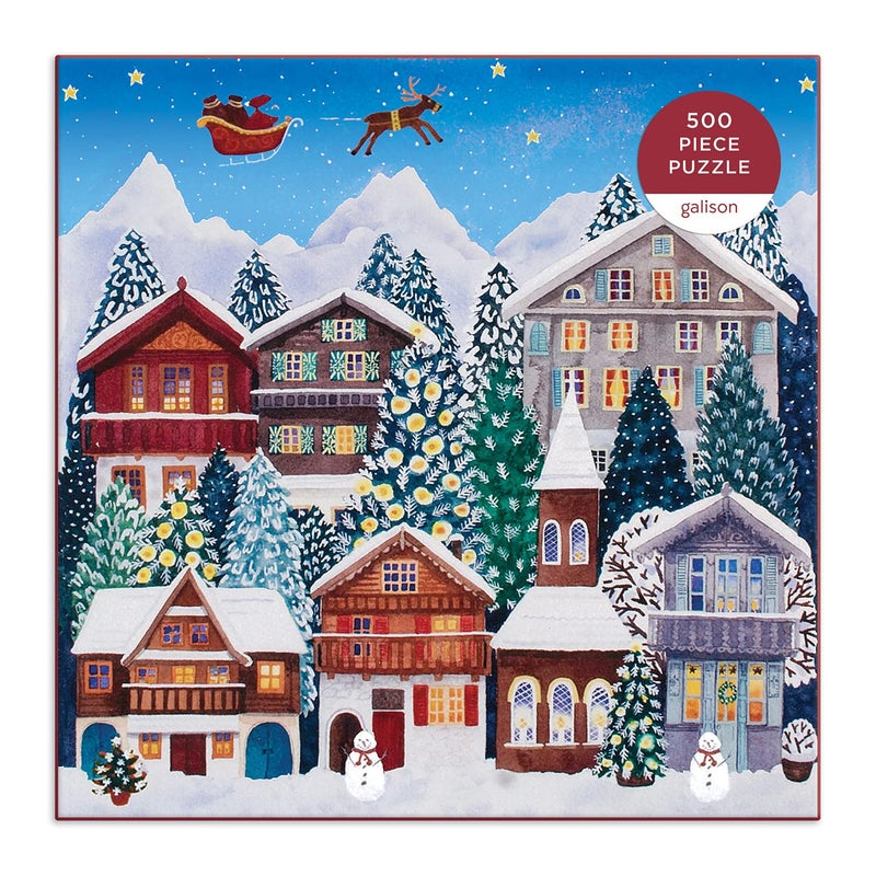 Galison Yuletide Village 500 Piece Puzzle from Galison - Featuring Colorful and Charming Illustrations of a Festive Winter Village, 20" x 20", Makes a Wonderful - Image 5
