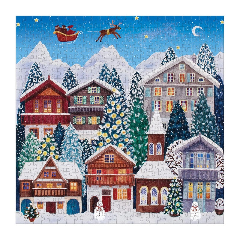 Galison Yuletide Village 500 Piece Puzzle from Galison - Featuring Colorful and Charming Illustrations of a Festive Winter Village, 20" x 20", Makes a Wonderful - Image 2