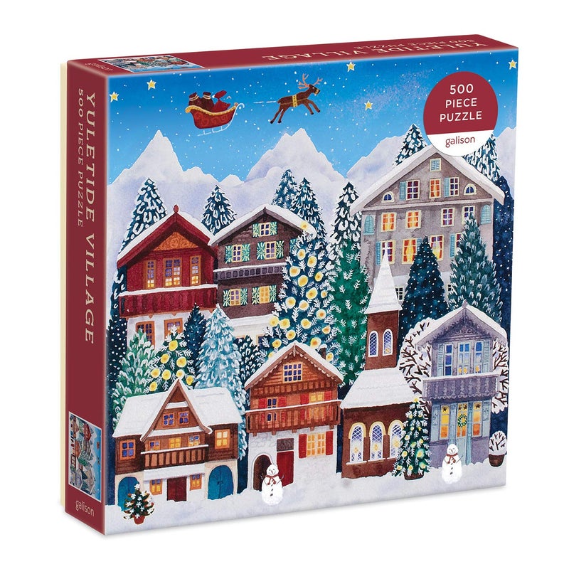 Galison Yuletide Village 500 Piece Puzzle from Galison - Featuring Colorful and Charming Illustrations of a Festive Winter Village, 20" x 20", Makes a Wonderful - Image 1