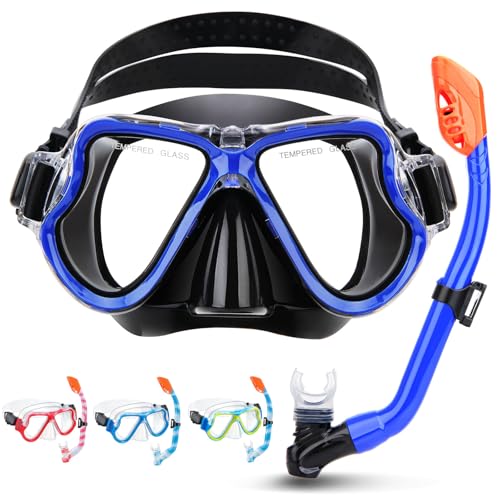 CTSAYTL Snorkeling Gear for Kids 4 in 1 Child Mask Fins Snorkel Set with Panoramic View Anti Fog Mask Dry Top Snorkel Trek Fins and Travel Bag Kids Snorkeling Set with Fins for Snorkeling Swimming - Image 1