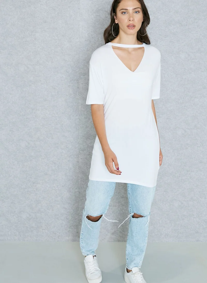 NEW LOOK Choker Neck Longline T-Shirt