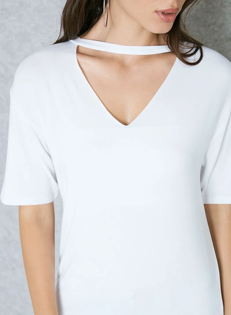 NEW LOOK Choker Neck Longline T-Shirt