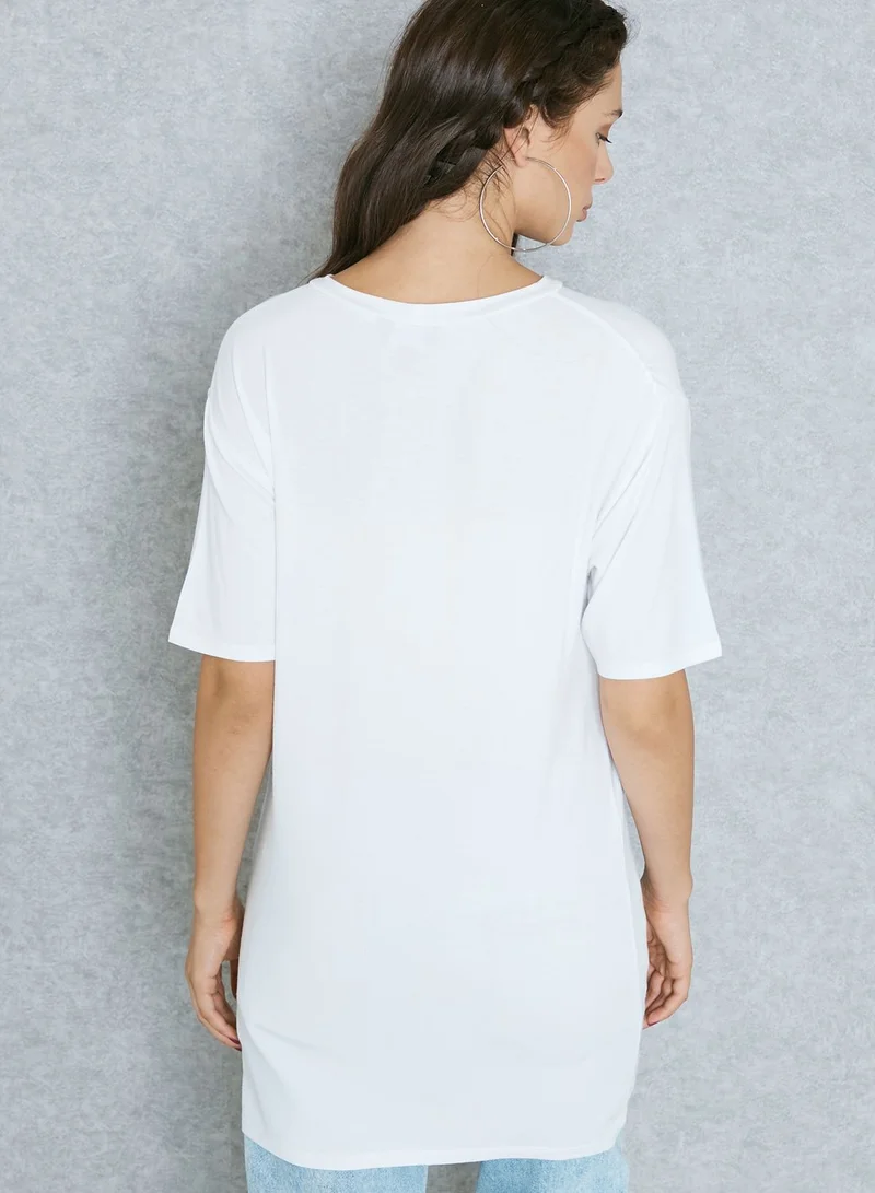 NEW LOOK Choker Neck Longline T-Shirt
