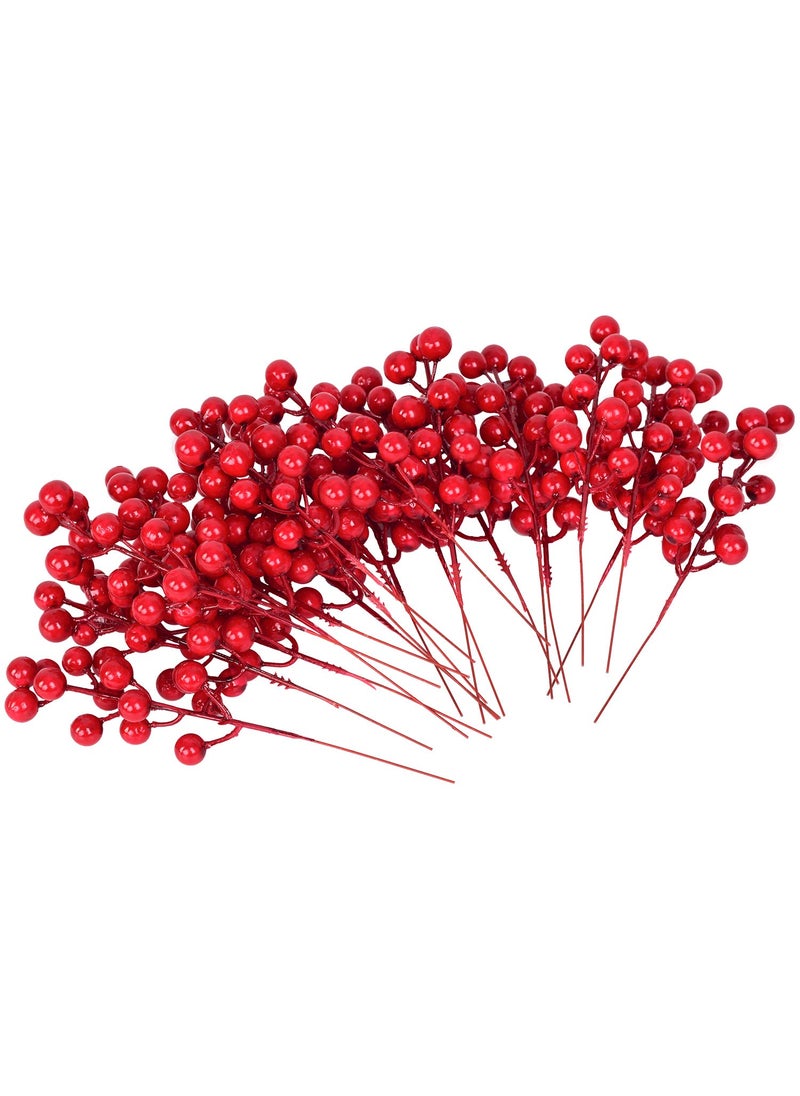 Lvydec Lvydec 30pcs Artificial Red Berry Picks  Christmas Holly Berry Branches Red Berry Stems for Holiday Home Decor and Crafts 