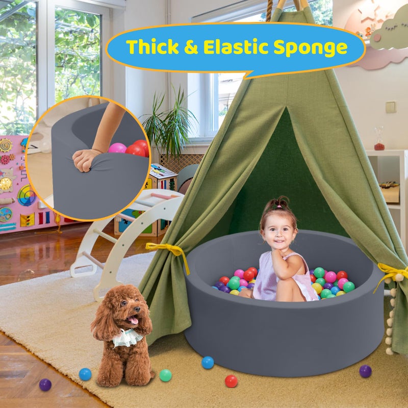 HARBOLLE Baby Ball Pit 35.4"" Soft Round Memory Foam Ball Pits NOT Included Balls Indoor Outdoor Playpen for Babies Toddlers Kids Great Gift for Girls Boys  Dark Gray - Image 3