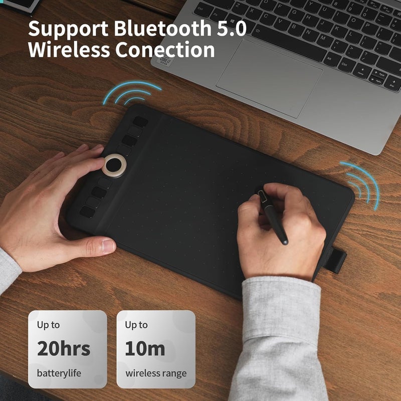 GAOMON Bluetooth Drawing Tablet WH851 8 x 5 inches Graphics Tablet, Digital Art Tablet Supports 16384 Levels, Intuitive Dial with 8 Shortcut Keys, Type-C Port, Work with Windows & Android & Mac - Image 4