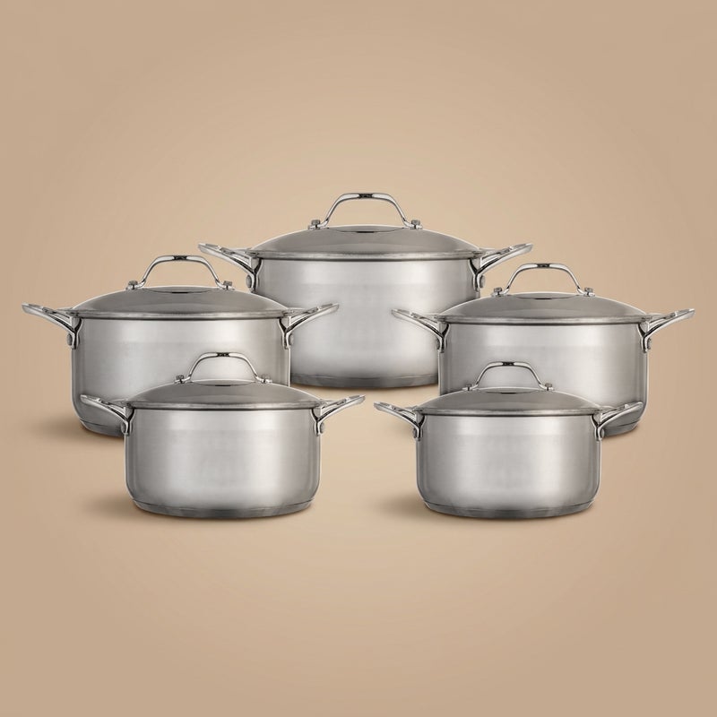 Rocky steel cookware set with silicone handle, 10 pieces - silver - Image 1