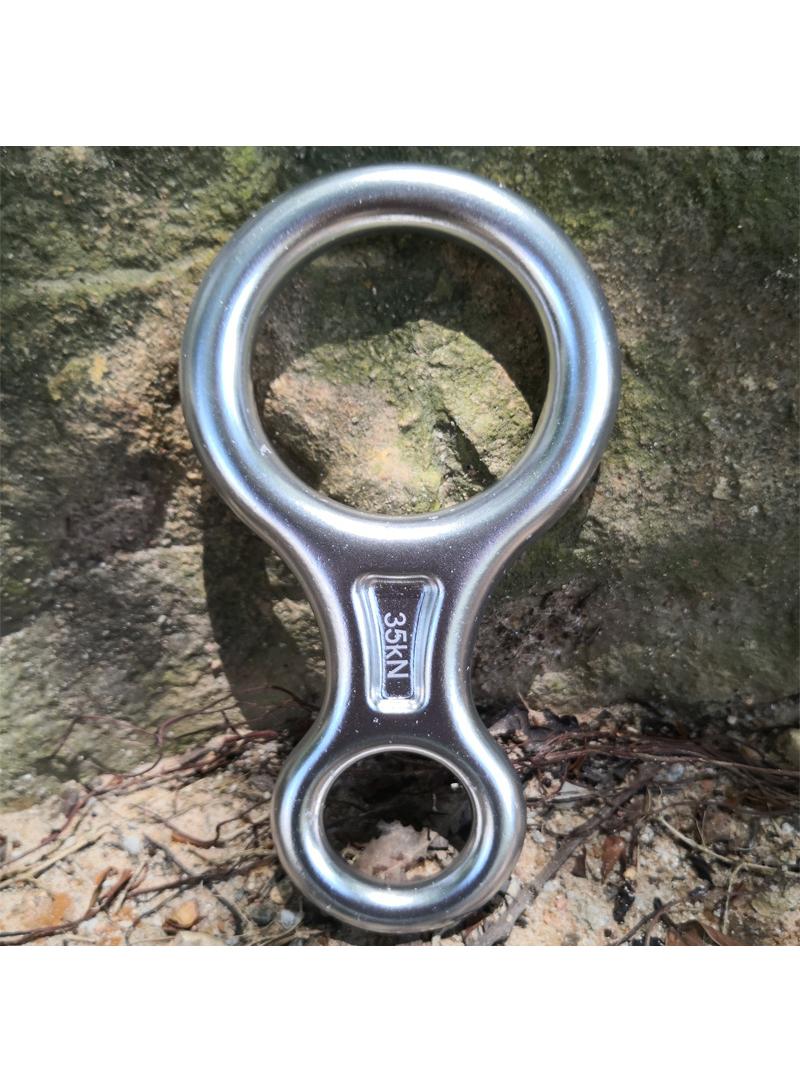 Generic 15 CmX8cmX 1.5cm 0.14kg Silver Outdoor Aluminum Alloy Descent Device Fire Slowdown Protector Rock Climbing Control Hole Eight-shaped Ring Quick Descent Sliding Buckle
