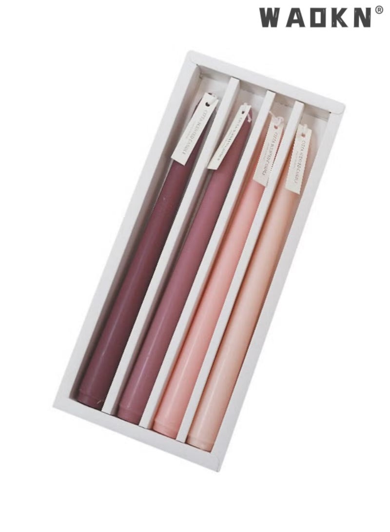 دبليو أيه أو كي أن 4 قطع من الشموع المخروطة الرومانسية رائحة الوردية العطرية لون التدرج العطرية شمعة خالية من الدخان شموع طويلة ملونة الشموع المخروطة للديكور عشاء مهرجان الزفاف ، عيد الحب والمناسبات الخاصة 10 بوصة - Image 1