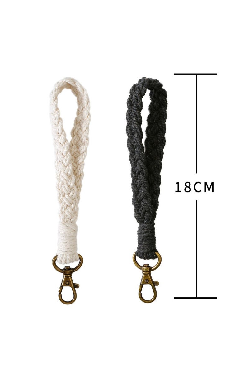  أورا سيليكت مقابض الهاتف - طقم حبل الهاتف طقم حبل الهاتف حزام معصم بوهو مكرامية مع أشرطة ربط، سوار معصم للهاتف الذكي مصنوع يدوياً، مضاد للسقوط ومضاد للسرقة، عالمي لهواتف آيفون/سامسونج ومعظم الهواتف (1أسود و1 أبيض) - Image 2