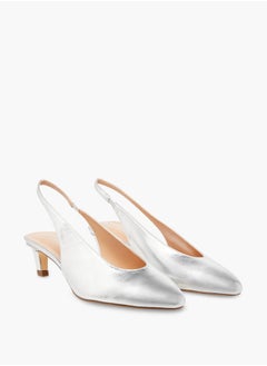 Celeste Women's Solid Slingback Pointed Toe Shoes with Kitten Heels  - Image 1