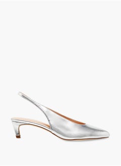 Celeste Women's Solid Slingback Pointed Toe Shoes with Kitten Heels  - Image 3