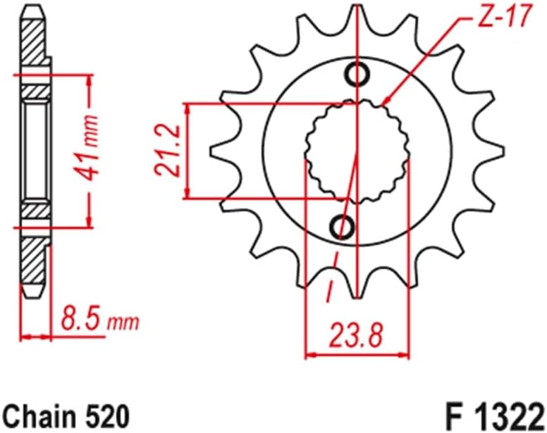 Wivplex 520 14T Motorcycle Front Sprocket - Image 2