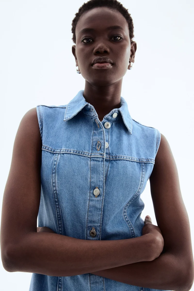 H&M Sleeveless denim shirt dress