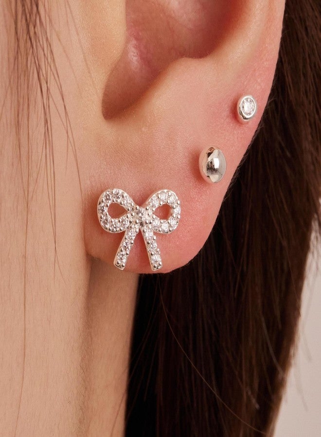Poxtex Gold Bow Earrings for Women, Cute Hypoallergenic Studs for Sensitive Ears, Dainty Earring Set Jewelry Gifts for Daughter Mom - Image 2