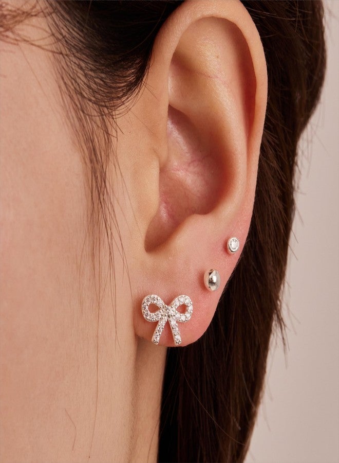 Poxtex Gold Bow Earrings for Women, Cute Hypoallergenic Studs for Sensitive Ears, Dainty Earring Set Jewelry Gifts for Daughter Mom - Image 4