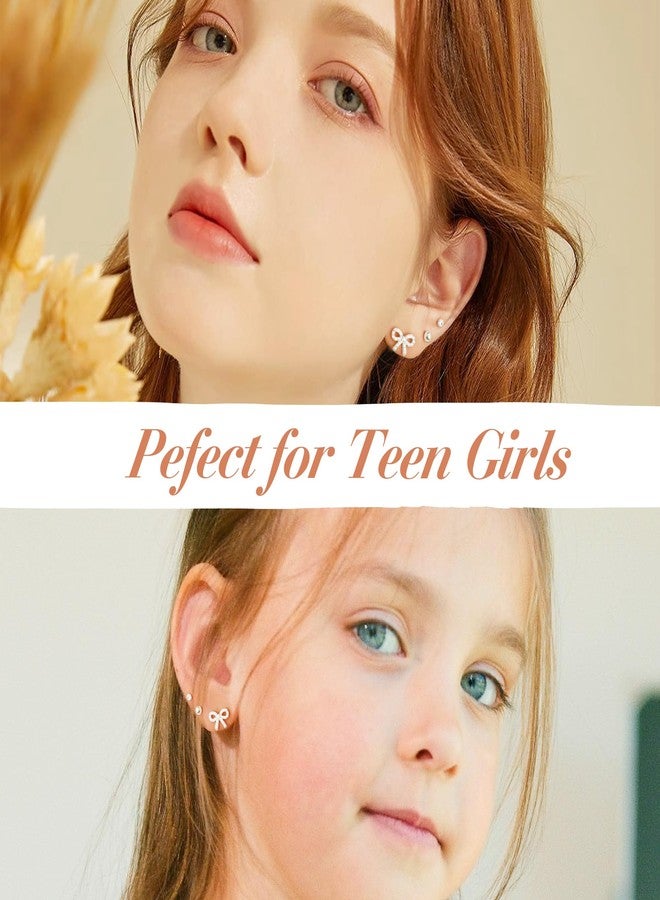 Poxtex Gold Bow Earrings for Women, Cute Hypoallergenic Studs for Sensitive Ears, Dainty Earring Set Jewelry Gifts for Daughter Mom - Image 3
