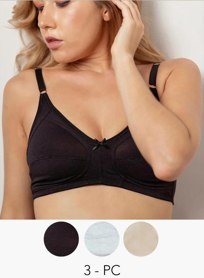 Aadaraya Set of 3 - Aadaraya Chithra Wireless Full Cup Cut and Sew Firm Comfort Bra