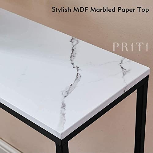 PRITI-Console Table, Entryway Table, Entrance Sofa Table, Engineered Wood Entry Table, Accent Coffee Table with Metal Frame Table for Hallway, Living Room, (Black Frame) Marble Top Finish. - Image 4