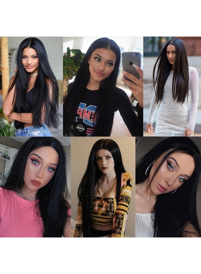 شيكول شعر مستعار أسود من shecool للنساء بمقاس 27 بوصة، شعر مستعار أسود مستقيم لطيف لأزياء الهالوين SL004BK - Image 4