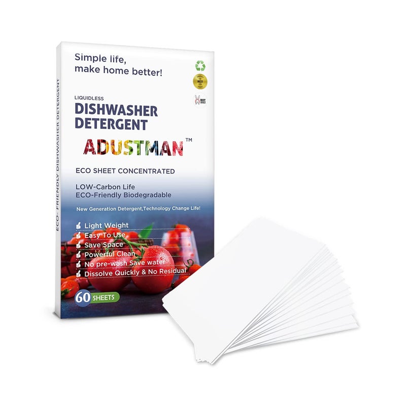 ADUSTMAN ECO Friendly Dishwasher Detergent60 Count unscent 1 PackMore Convenient Dishwashing Pod liquid pacs tabletsPowerful Cleaning Easy to Use60 Count Pack of 1
