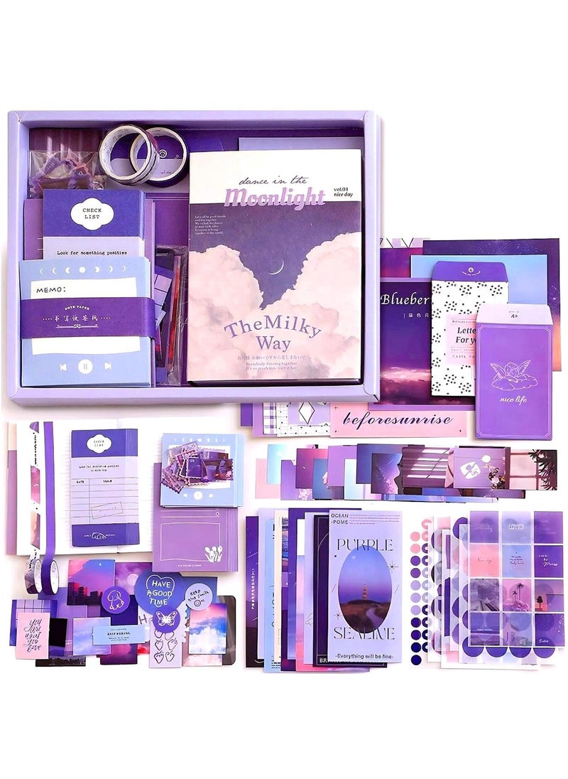 EASTHILL - EASTHILL Paper 348 Pcs Aesthetic Scrapbook Kit,Scrapbooking Supplies Kit, Junk Journal Supplies Kit With A6 Grid Notebook,Bullet Junk Journals Kit,Diy Gift Journaling Kit For Teen Girl Women (Blue) - Image 1