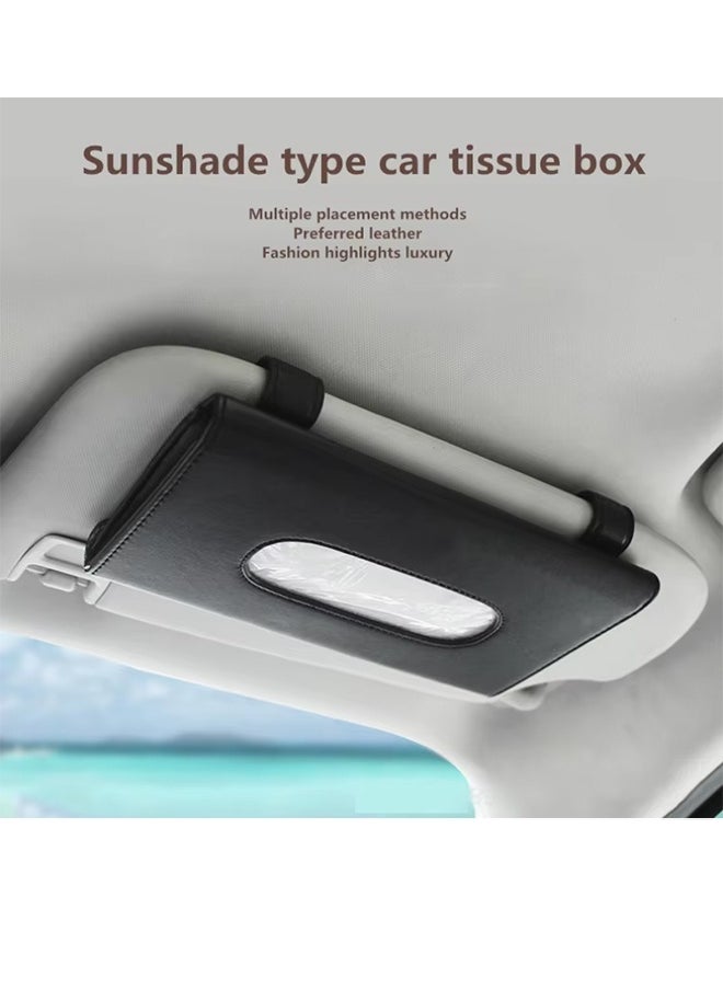 Gloryful Car Tissue Holder, Sun Visor Tissue Box, Car Visor Napkin Holder, Pu Leather Backseat Tissue box (Black)  - Image 2