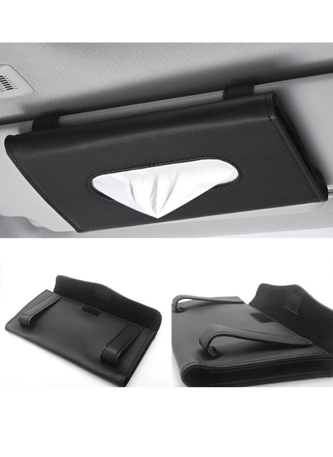 Gloryful Car Tissue Holder, Sun Visor Tissue Box, Car Visor Napkin Holder, Pu Leather Backseat Tissue box (Black)  - Image 3