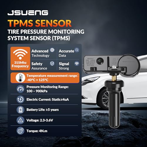 Jsueng جسوانغ حساس TPMS لسيارات سوبارو، 315 ميجاهرتز حساس نظام مراقبة ضغط الإطارات يناسب سوبارو كروس تريك فورستر إمبريزا ليجاسي أوبراكن تريبيكا يستبدل 28103AG00A 28103AG01C 28103AG01B 28103AJ00A عبوة 4 - Image 4