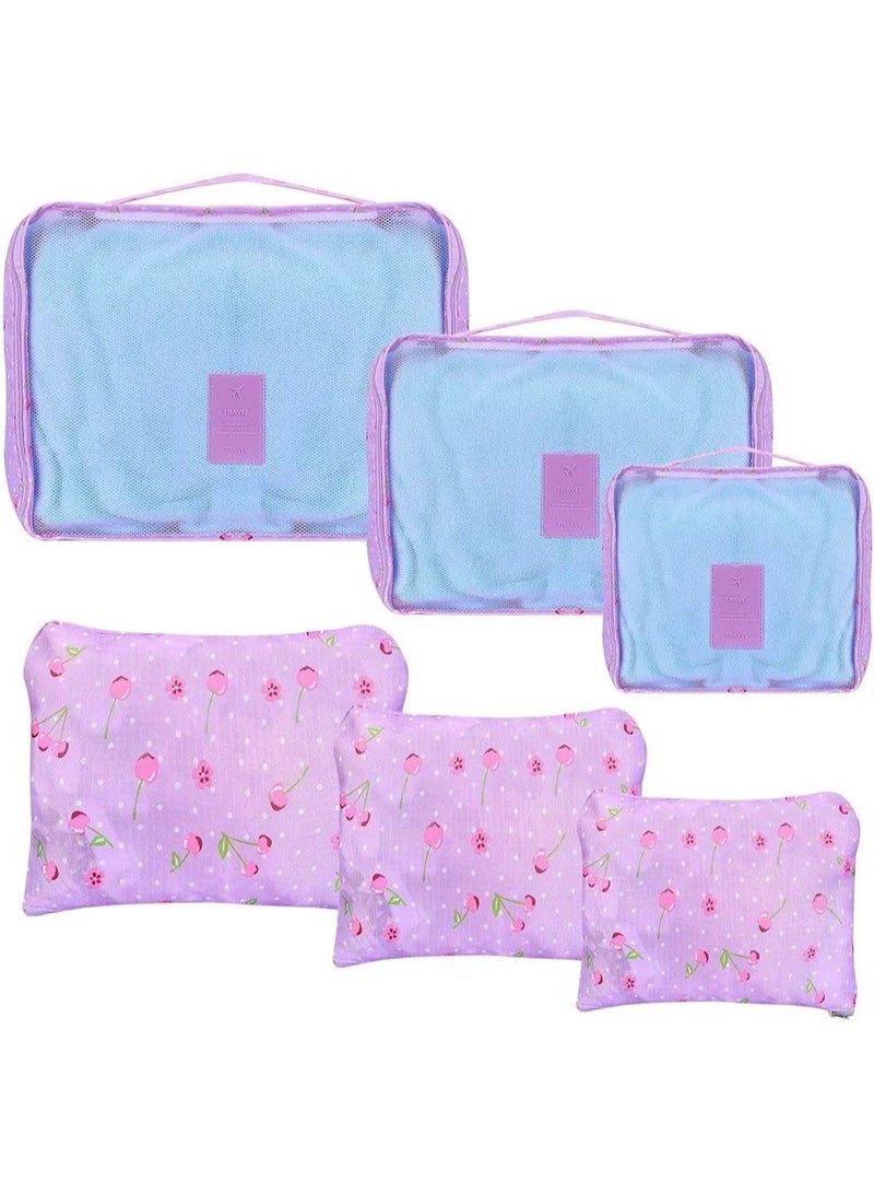 Professional 6-Piece Imported Mauve Travel Luggage Organizer Set Space-Saving Storage Bags for Clothes and Travel Essentials ir - Image 1