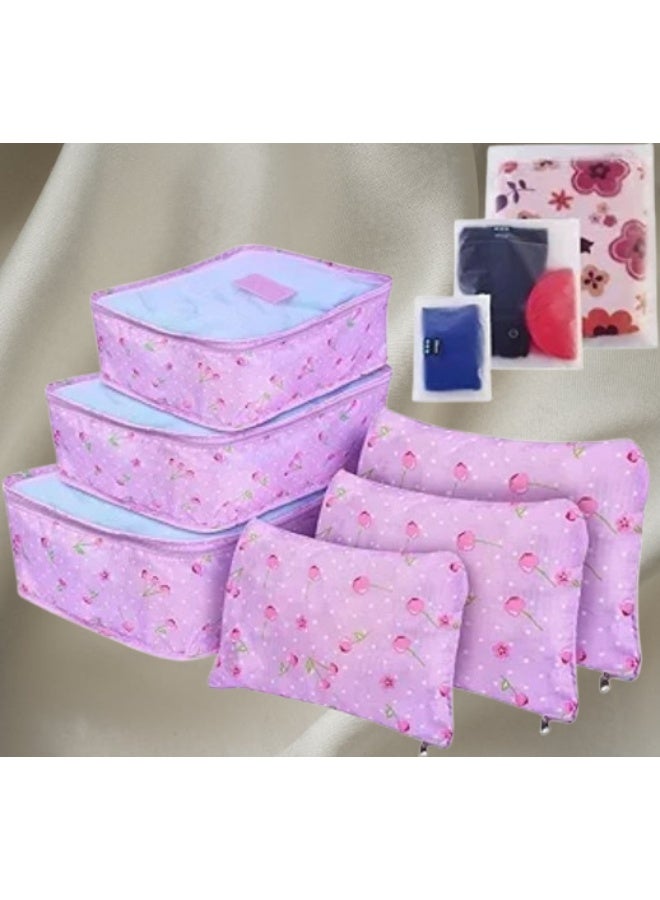 Professional 6-Piece Imported Mauve Travel Luggage Organizer Set Space-Saving Storage Bags for Clothes and Travel Essentials ir - Image 3