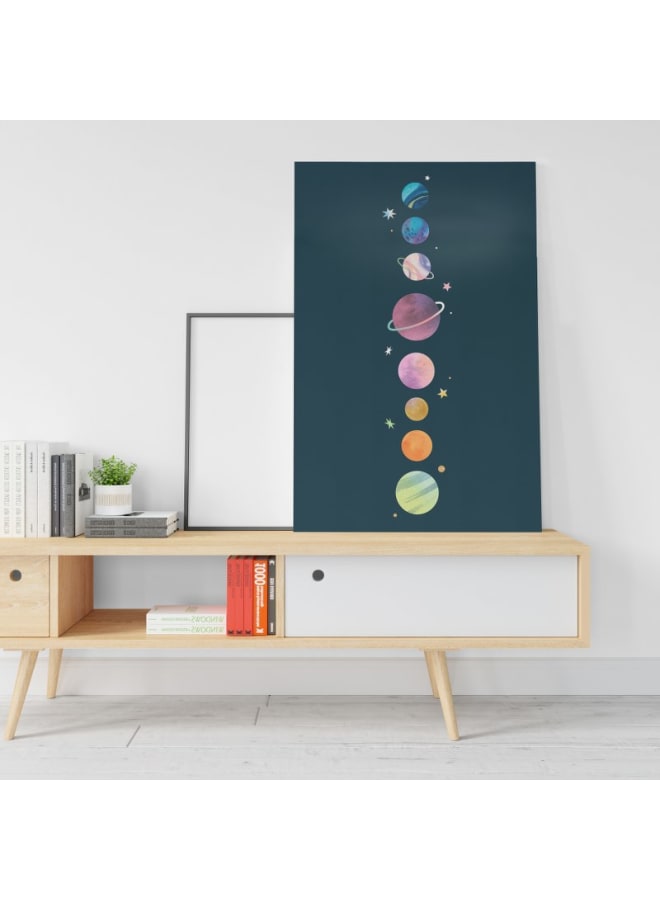 هوم جاليري لوحة فنية جدارية لكواكب النظام الشمسي المصفوفة مطبوعة على قماش 120×80 - Image 1