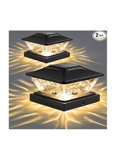 General Solar Post Cap Lights Outdoor - 2 Pack 2 Modes Solar Deck Fence Lights, IP65 Waterproof Solar Powered Light Fit 3.5x3.5 4x4 4.5x4.5 5x5 Posts Garden Porch Patio Decorations, Warm White & Bright White  - Image 1
