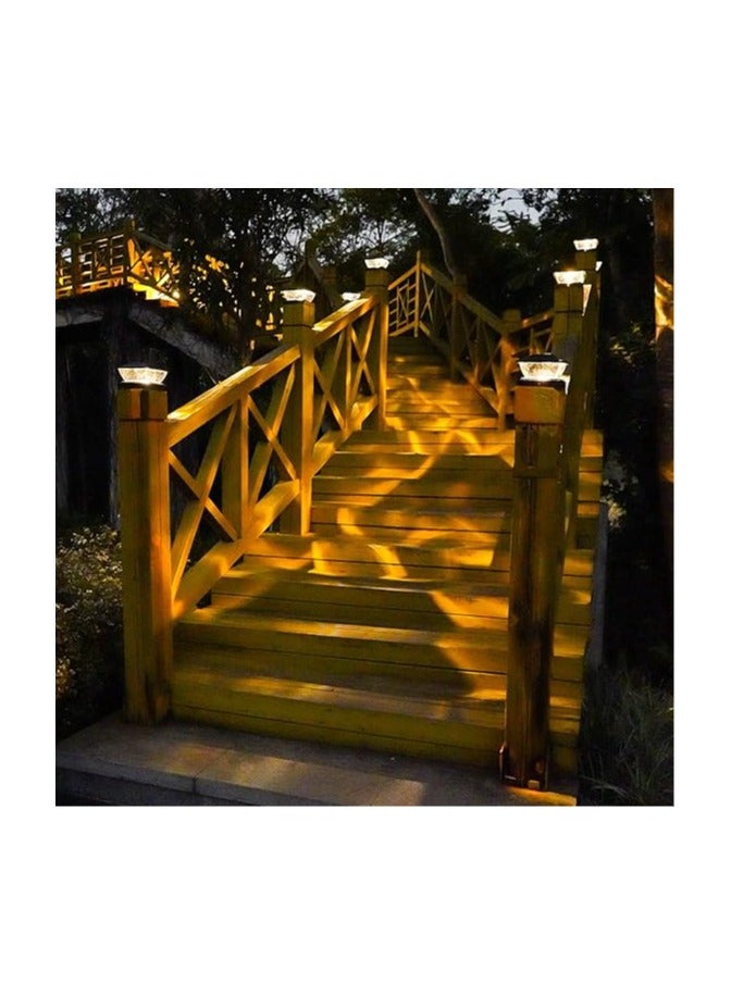 General Solar Post Cap Lights Outdoor - 2 Pack 2 Modes Solar Deck Fence Lights, IP65 Waterproof Solar Powered Light Fit 3.5x3.5 4x4 4.5x4.5 5x5 Posts Garden Porch Patio Decorations, Warm White & Bright White  - Image 2