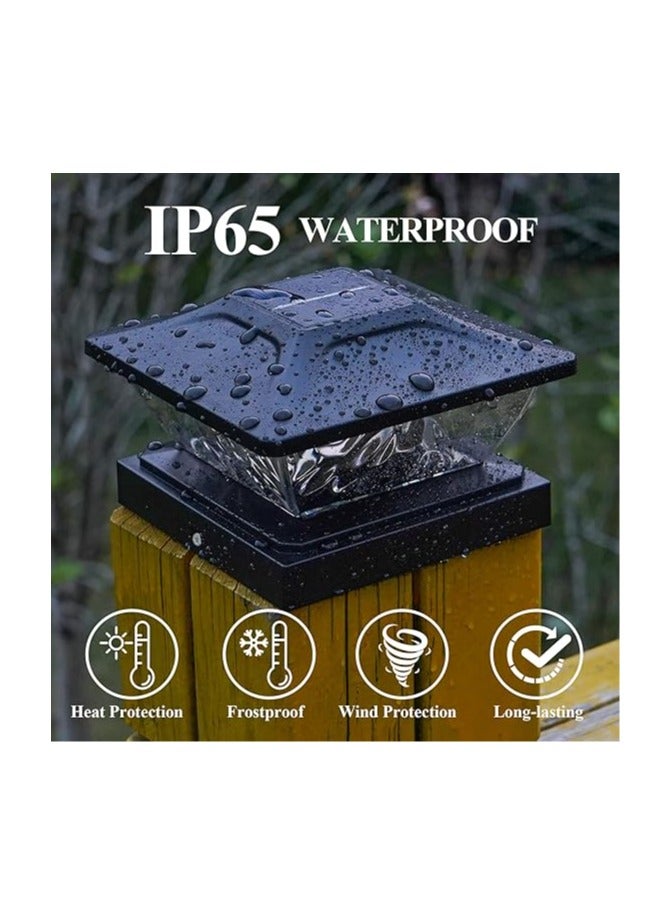 General Solar Post Cap Lights Outdoor - 2 Pack 2 Modes Solar Deck Fence Lights, IP65 Waterproof Solar Powered Light Fit 3.5x3.5 4x4 4.5x4.5 5x5 Posts Garden Porch Patio Decorations, Warm White & Bright White  - Image 3