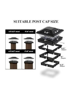 General Solar Post Cap Lights Outdoor - 2 Pack 2 Modes Solar Deck Fence Lights, IP65 Waterproof Solar Powered Light Fit 3.5x3.5 4x4 4.5x4.5 5x5 Posts Garden Porch Patio Decorations, Warm White & Bright White  - Image 4