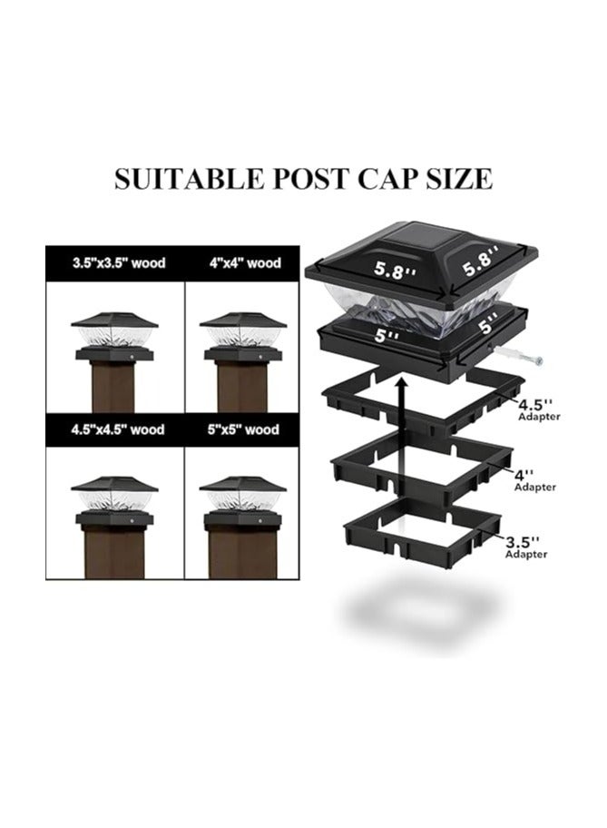 General Solar Post Cap Lights Outdoor - 2 Pack 2 Modes Solar Deck Fence Lights, IP65 Waterproof Solar Powered Light Fit 3.5x3.5 4x4 4.5x4.5 5x5 Posts Garden Porch Patio Decorations, Warm White & Bright White  - Image 4