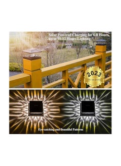 General Solar Post Cap Lights Outdoor - 2 Pack 2 Modes Solar Deck Fence Lights, IP65 Waterproof Solar Powered Light Fit 3.5x3.5 4x4 4.5x4.5 5x5 Posts Garden Porch Patio Decorations, Warm White & Bright White  - Image 5