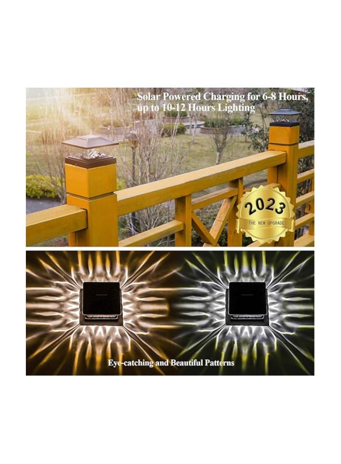 General Solar Post Cap Lights Outdoor - 2 Pack 2 Modes Solar Deck Fence Lights, IP65 Waterproof Solar Powered Light Fit 3.5x3.5 4x4 4.5x4.5 5x5 Posts Garden Porch Patio Decorations, Warm White & Bright White  - Image 5