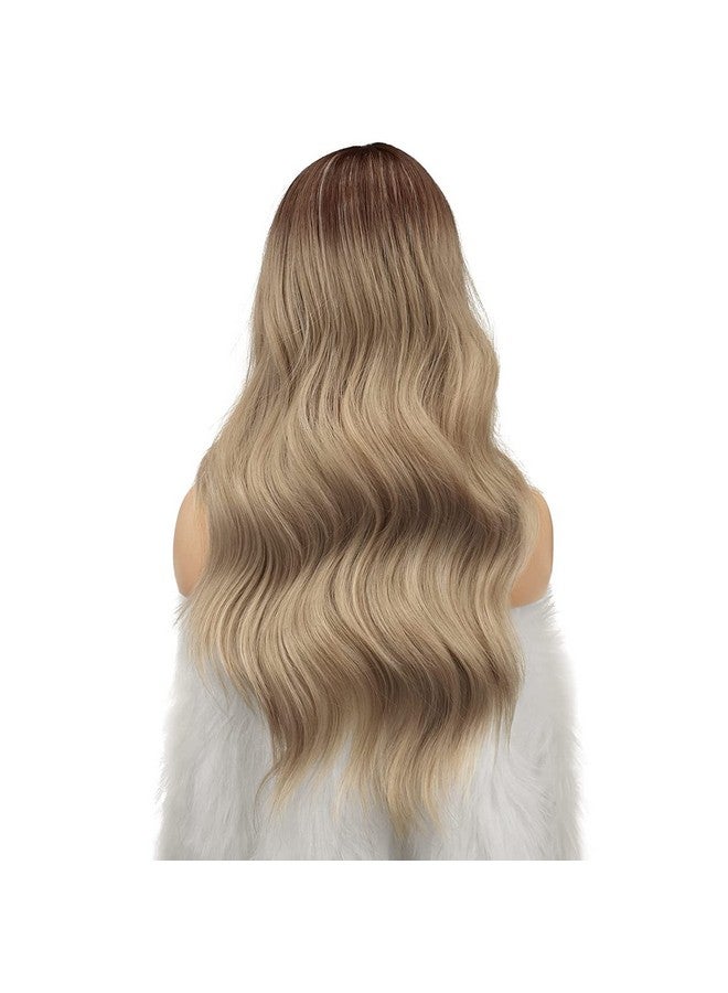 فيشبن باروكة شعر أشقر طويل من FESHFEN للنساء، 22 بوصة، بني إلى أشقر، باروكة شعر كاملة مموجة طويلة، باروكة شعر صناعية ذات فراق متوسط، ذات مظهر طبيعي للحفلات اليومية - Image 3