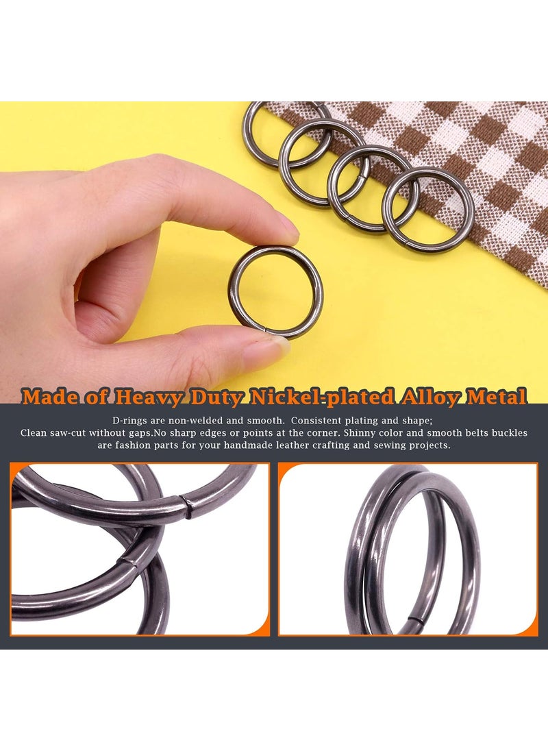 Rustark Rustark 60 Pcs 2532 Inch Black Nickel Plate Heavy Duty Metal O Ring Steel MultiPurpose Metal Webbing Buckles Round Ring Welded for Camping Dog Leas Luggage Belt Craft DIY Accessories 20mm  - Image 3