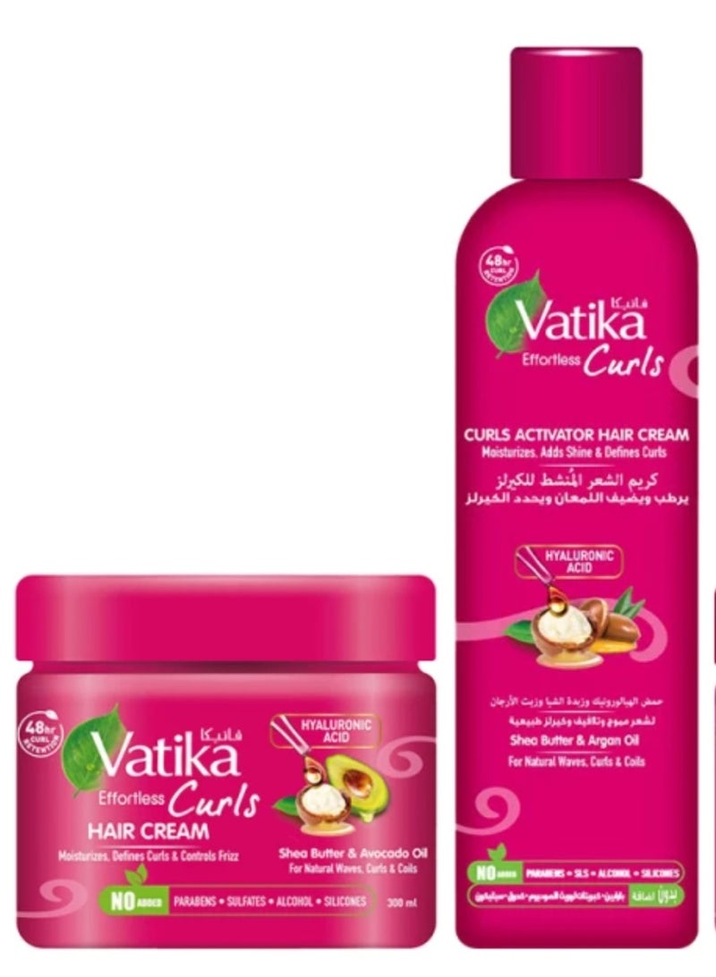 فاتيكا كريم تنشيط تجعيد الشعر 330 مل وكريم ترطيب الشعر الذي يُترك على الشعر 300 مل