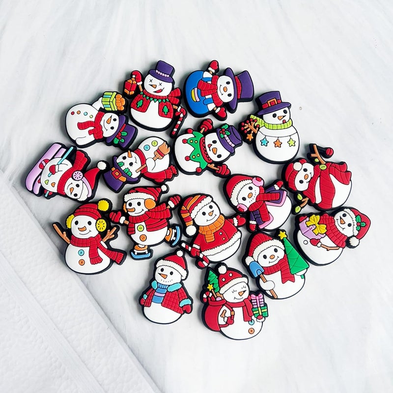 20 Pieces Christmas Themed Shoe Charms, Snowman Snowflake CLOG Charms for Crocs Sandals Clogs, Xmas PVC Shoe Charms, Party Gift for Boys Girls Children - Image 2
