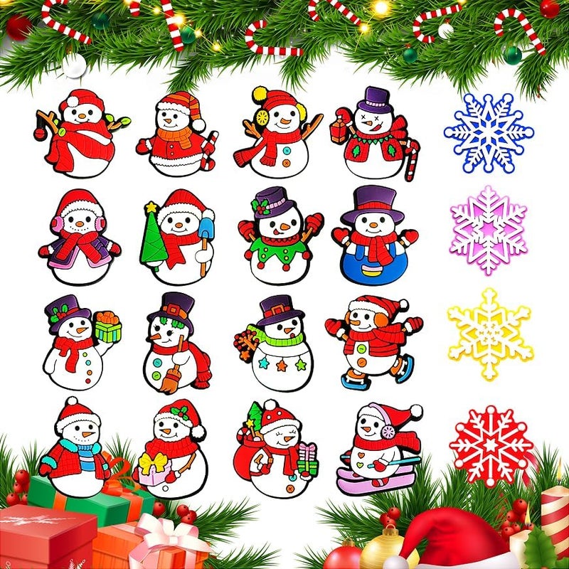 20 Pieces Christmas Themed Shoe Charms, Snowman Snowflake CLOG Charms for Crocs Sandals Clogs, Xmas PVC Shoe Charms, Party Gift for Boys Girls Children - Image 1