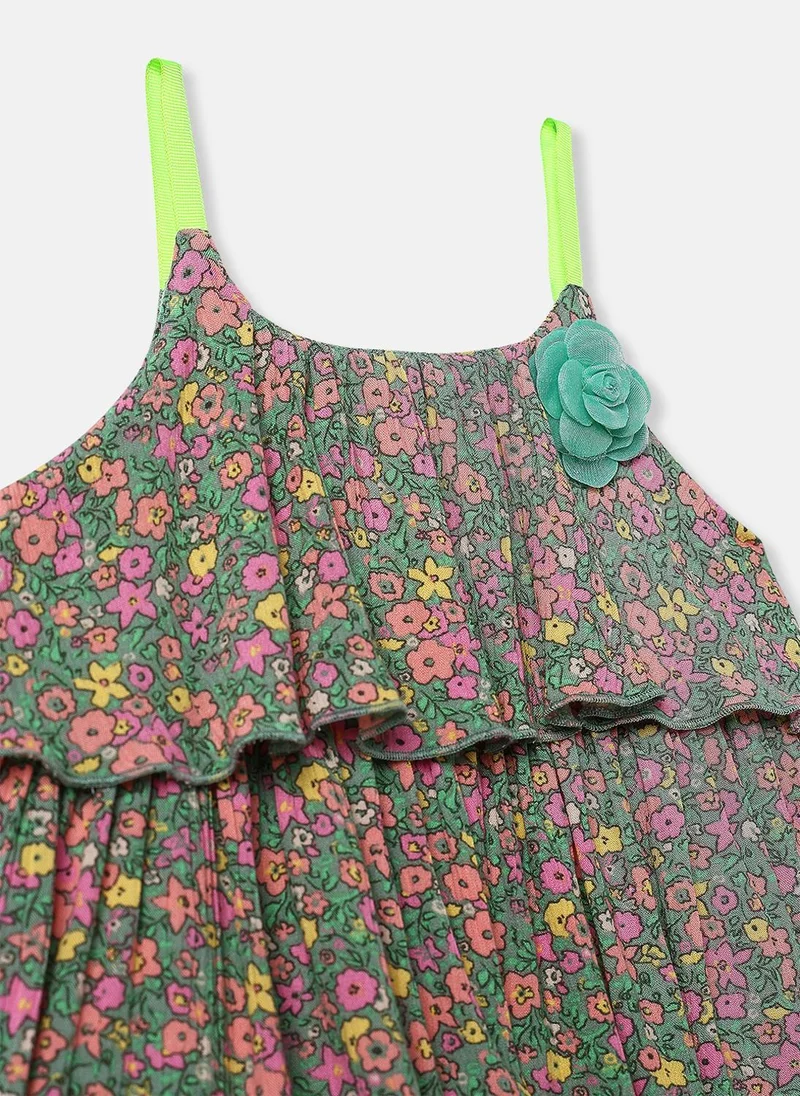 Nautinati  Nautinati Girls Floral Printed Knee Length Sleeveless Frock for Women | Best Price UAE