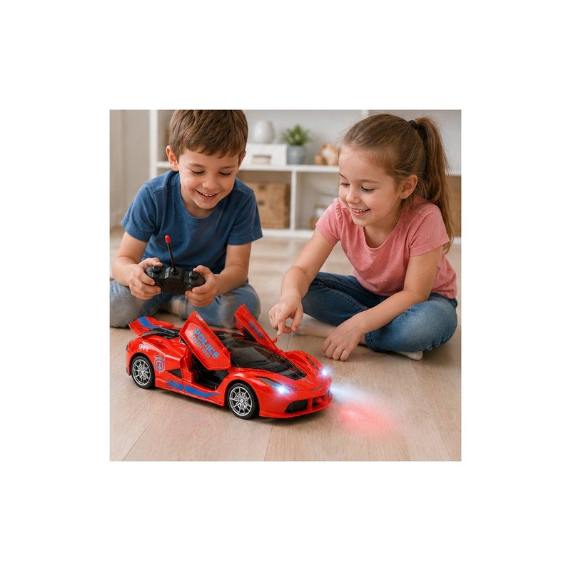 Remote Control Racing Car Toy for Kids Ages 3 and Up, 1:12 Scale RC Sport Car with Opening Doors and LED Lights, Red | Race Command - Image 4