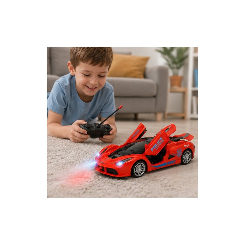 Remote Control Racing Car Toy for Kids Ages 3 and Up, 1:12 Scale RC Sport Car with Opening Doors and LED Lights, Red | Race Command - Image 3