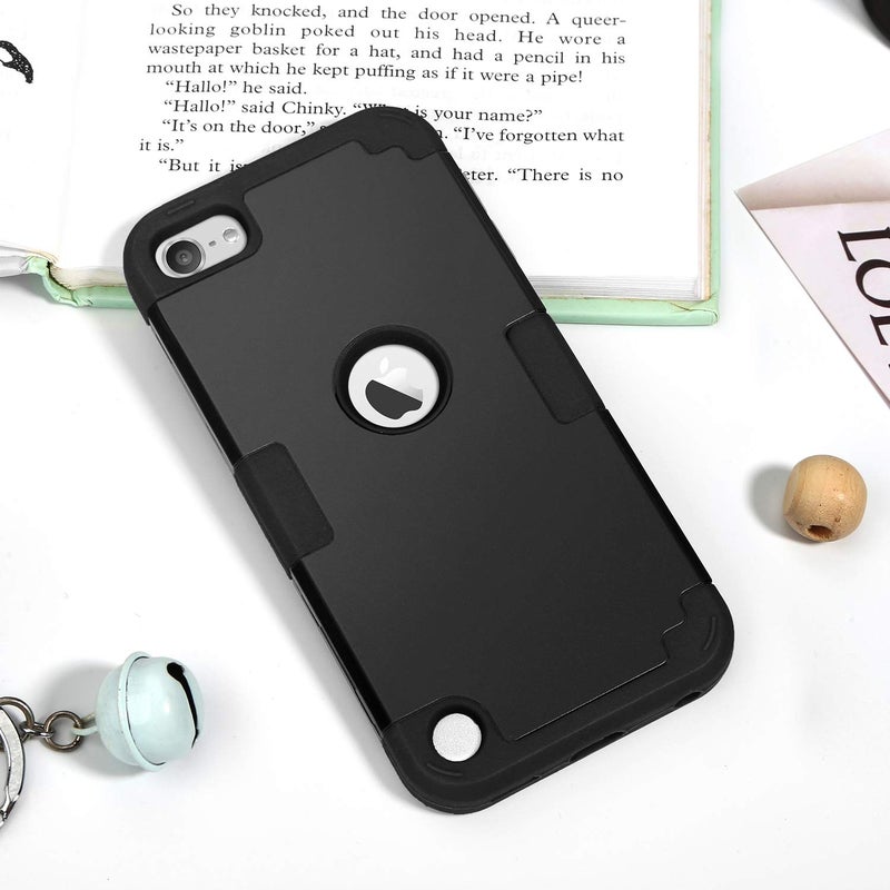 IDweel for iPod Touch Case with 2 Screen Protectors, 3 in 1 Hard PC Case + Silicone Shockproof for Kids Heavy Duty Hard Case Cover for iPod Touch 7th/6th/5th Generation,Black - Image 3